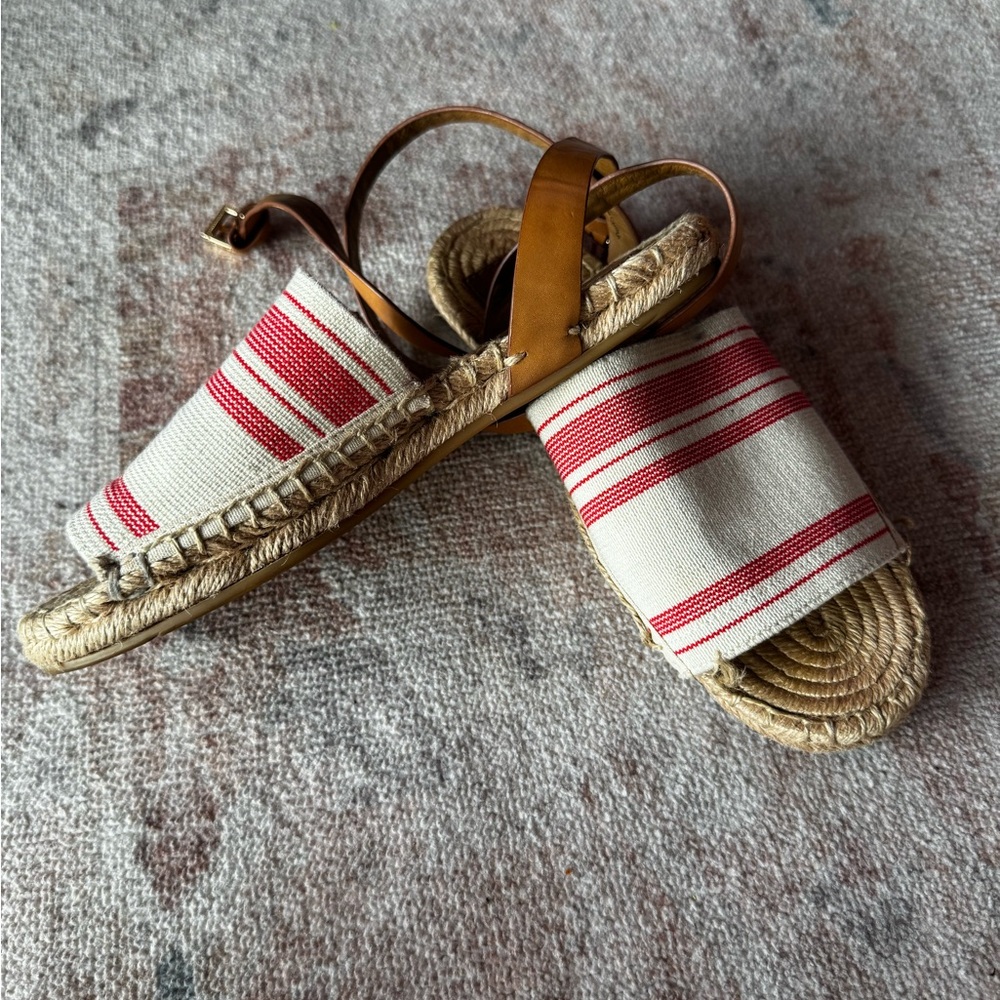 Tory Burch Red and Cream Espadrilles